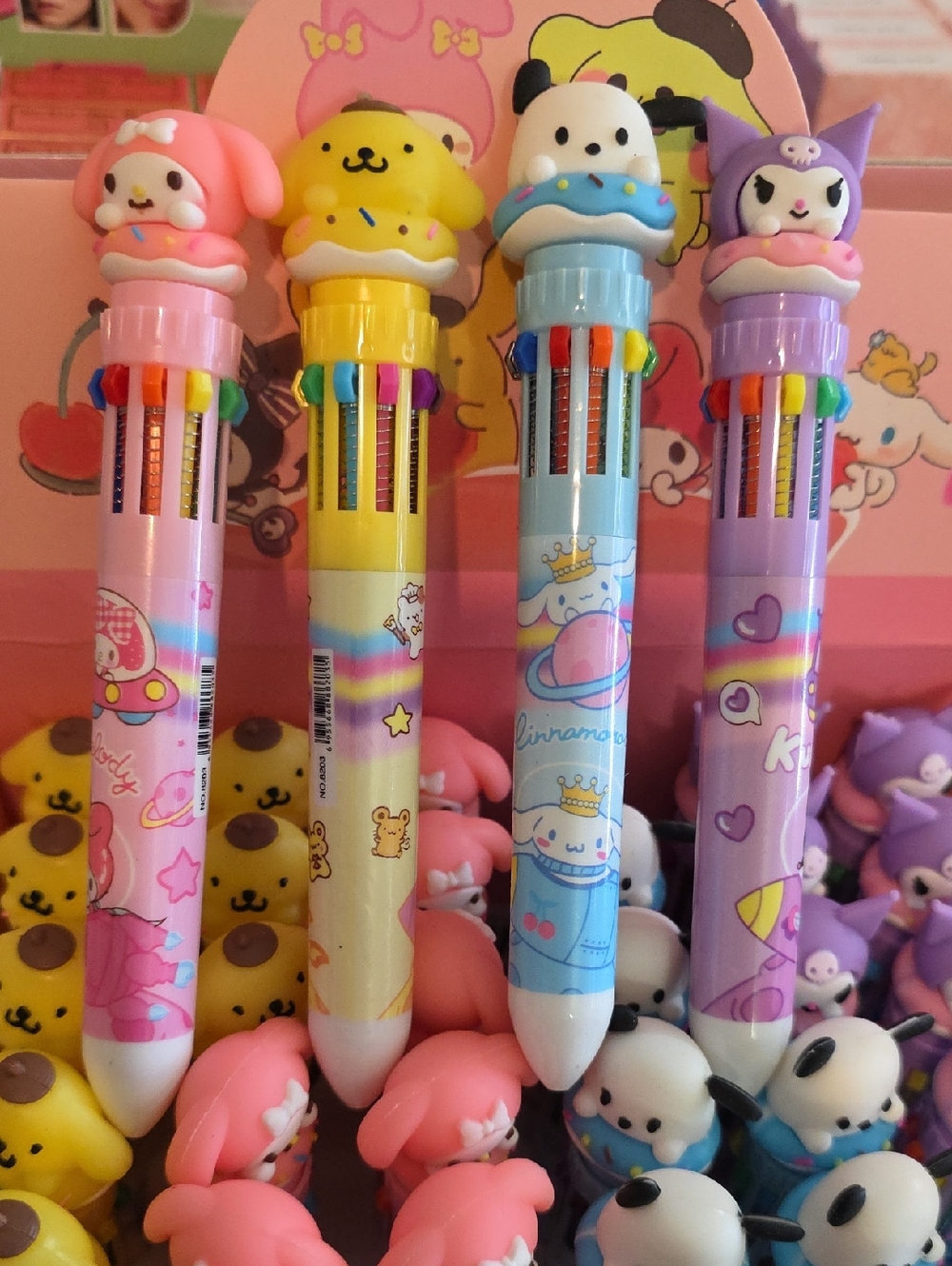 Sanrio Pastel Multi-Color Character Multi-Ink Pens - Pink, Yellow, Blue, Purple